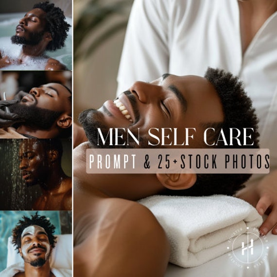 Black Men Prompts & Stock Images | Self Care | Stock Photos | Wellness Skincare Spiritual Fitness | Midjourney Prompts | African American
