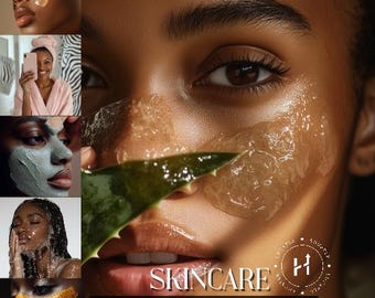Skincare Stock Photos Black Women Facial Aesthetic Stock Photos Esthetician Social Media Beauty Instagram Flawless Healthy Glowing Skin AI