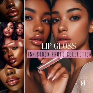 Premium Lip Gloss Beauty Stock Images | INSTANT DOWNLOAD | Product Marketing | AI Generated Images | Full Lips Model