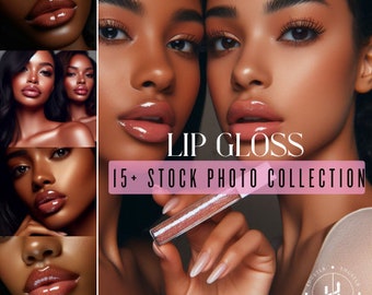 Premium Lip Gloss Beauty Stock Images | INSTANT DOWNLOAD | Product Marketing | AI Generated Images | Full Lips Model