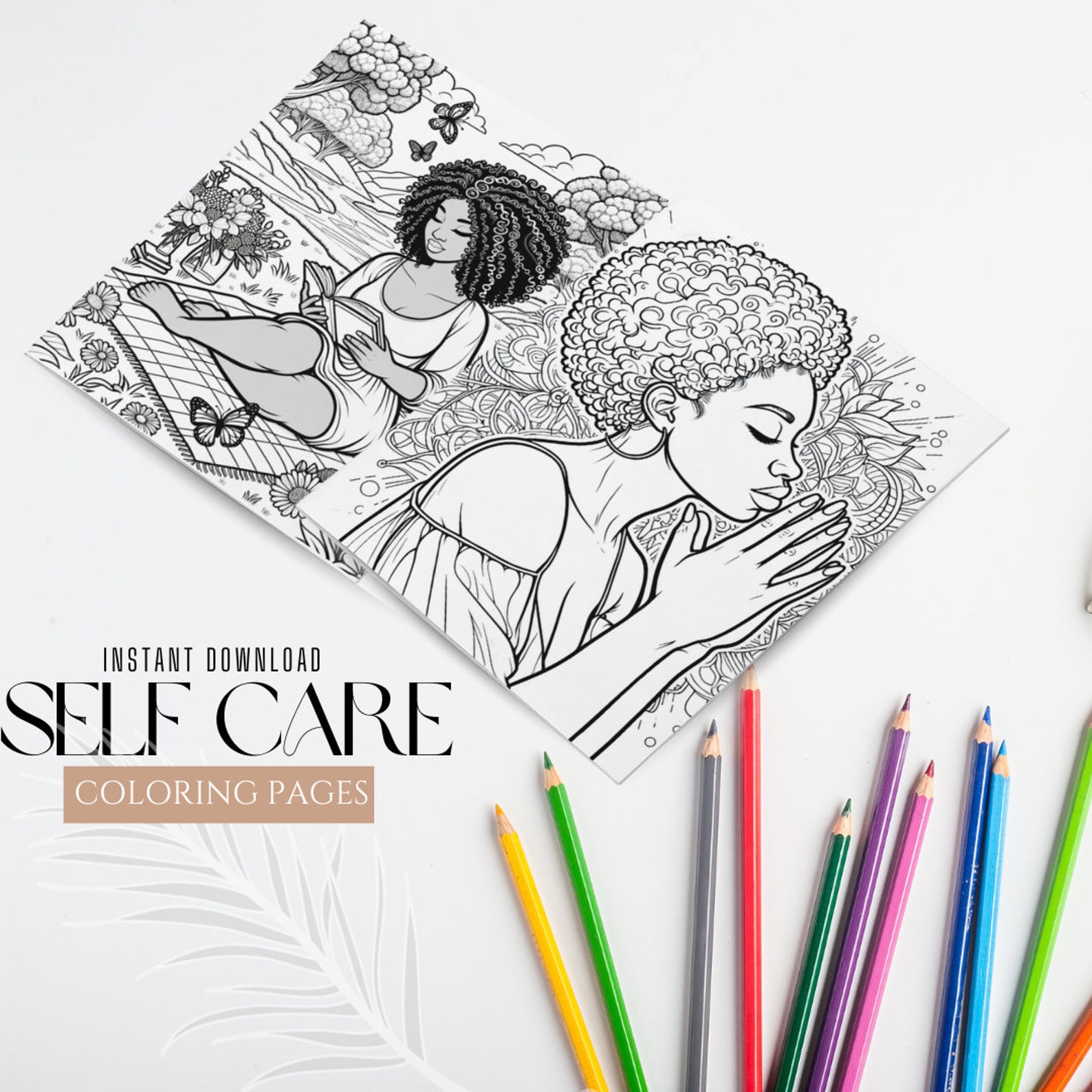 20 Self Care Coloring Pages | INSTANT DOWNLOAD | African American Art ...