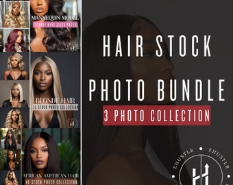 Hair Bundle Stock Photo Collections | AI Hair Model Images | Lace Front Wigs Mannequin Blonde Hair | Huge Collection | Bundle & Save