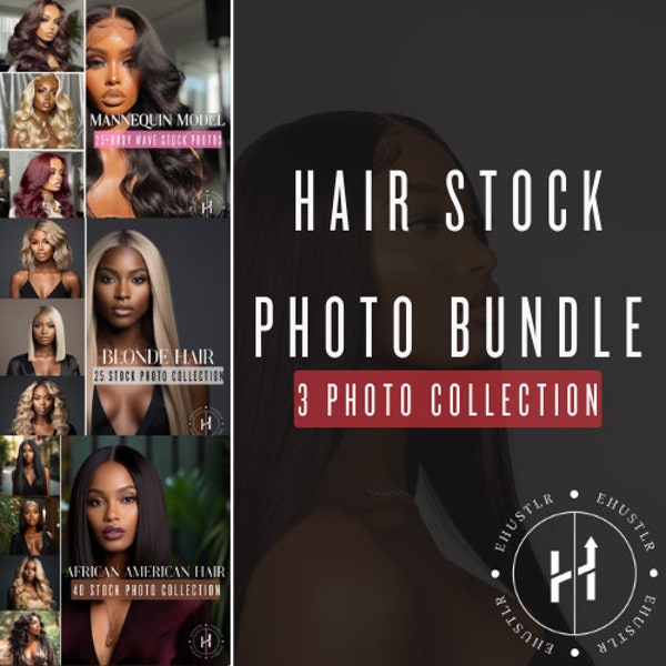 Hair Bundle Stock Photo Collections | AI Hair Model Images | Lace Front Wigs Mannequin Blonde Hair | Huge Collection | Bundle & Save