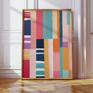 Modern Decorative Wall Art, Colorful Abstract Art, Stripes Wall Decor, Geometric Wall Art, Statement Art, Instant Download