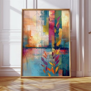 Abstract Wall Art, Colorful Modern Painting, Digital Art for Living Room, Bold Printable Artwork, Instant Download