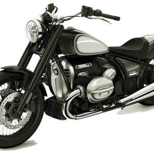 BMW R18, three color variants, printable download and print poster