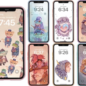 Watercolor Phone Wallpaper Background (Pack of 8, Frog, Cat, Sci-fi, ect) by johndrawing