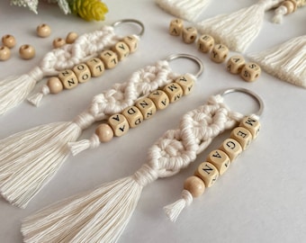 Personalized Macrame Keychain, Bridesmaid Proposal Gift