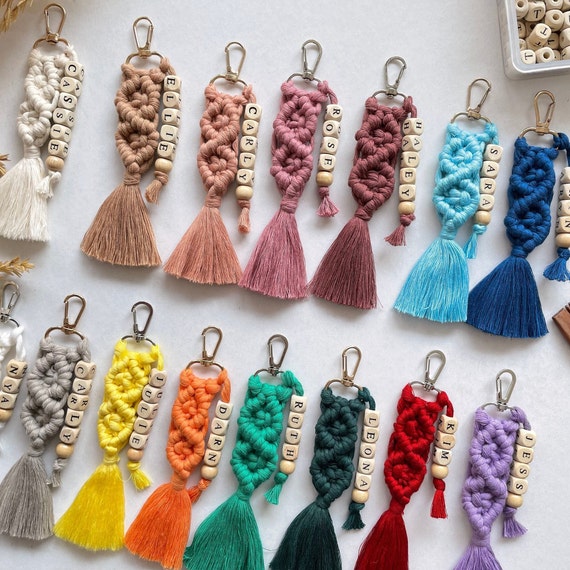 Custom Bridesmaid Gift, Bridesmaid Accessories, Matron of Honor Gift, Unique Bridal Party Gift, Macrame Name Keychain,Gift for bridesmaid