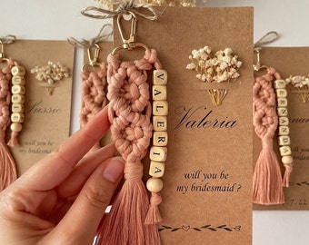 Bridesmaid Proposal, Will you be my Bridesmaid, Bachelorette Party Gifts for Bridesmaids, Maid of Honor Gift, Macrame Keychain, Wedding Gift