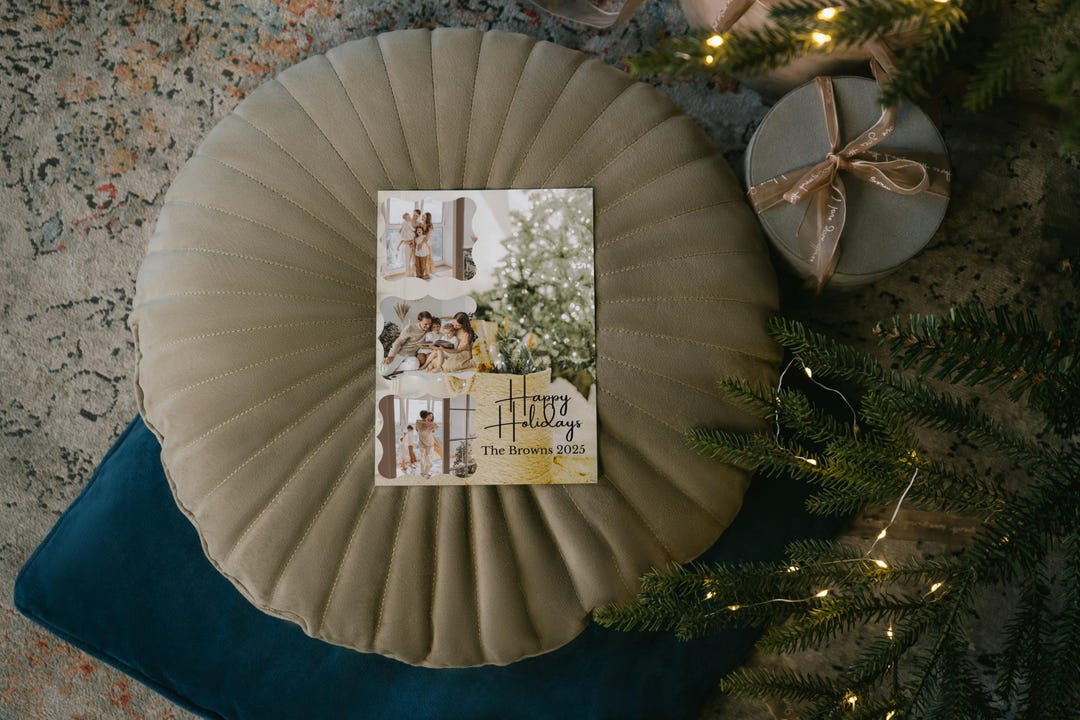 Editable Canva Holiday Photo Card Template | 4x6 Family Collage ...
