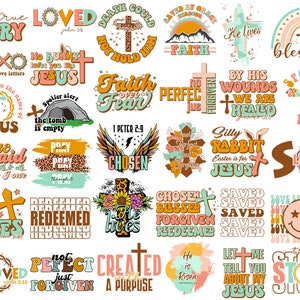 Christian Easter svg png bundle Retro He Risen True love story Jesus Religious Spoiler Alert Cross Redeemed Forgiven Lives Bible verse