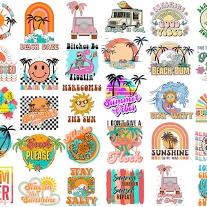 Summer svg png bundle beach vibes bum retro stay in Sunshine Sun kissed salty Wavy Cool Vintage Palms Aloha Sublimation Shirt Designs