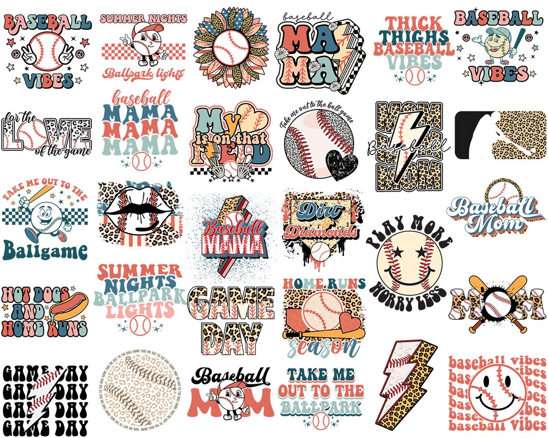 Baseball Svg Png Sublimation Bundle Game Day Vibes Retro Baseball Mom
