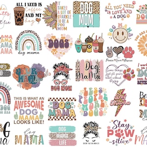 Dog Svg Png Bundle Dog Mom Life Fur Mama Stay Pawsitive Puppy Dog Sayings Messy Bun Leopard Print Heart Coffee Latte Loved Dog Mama