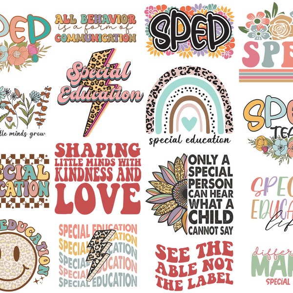 Special Education Svg Png Bundle Difference Maker Shaping Little Minds TeacherLife Most Loved Sped Life Autism Awareness Rainbow