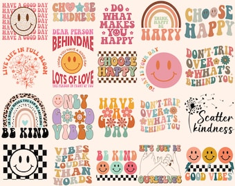 Kindness Svg Png Bundle Positive Quotes Mental Health Matters Lots Of Love Be Kind To Your Mind Sunflower Be Happy Boho Rainbow