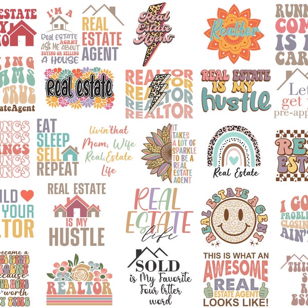 Real Estate Svg Png Bundle Realtor Agent Real Estate Is My Hustle Eat Sleep Sell Repeat Motivational Quotes Leopard Print Rainbow