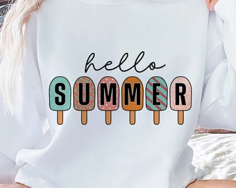 Hello Summer Svg Png Sublimation Welcome Summer Popsicles Sunshine Summertime Retro Vintage Beach Vibes Png Design Digital Download