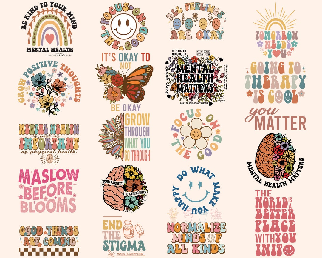 Mental Health Svg Png Bundle Be Kind Self Love Floral Normalize Minds ...