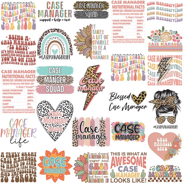 Case Manager Svg Bundle Blessed Case Manager Life Squad Positive Quote Sayings Leopard Print Bolt Floral Heart Tshirt Designs Png Download