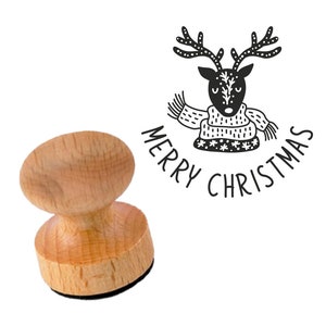 Timbro di gomma natalizio + tampone di inchiostro / Timbro artigianale natalizio / Timbro di Buon Natale / Timbro di ornamento natalizio / Timbro di renna / Decorazione