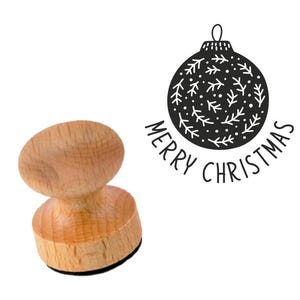 Timbro pallina di Natale + tampone di inchiostro / Timbro Buon Natale / Timbro artigianato natalizio / Timbro ornamento natalizio / Timbro pallina / decorazione