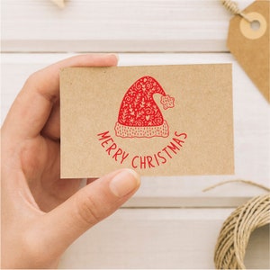Rubberstempel vrolijk kerstfeest + stempelkussen / ambachtelijke kerststempel / kerststempel / kerstversieringstempel / rendierenstempel / decoratie