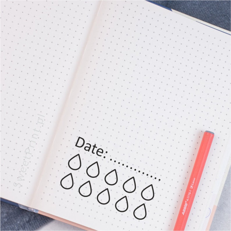 Hydrating tracker blank habit tracker bullet journal stamp water