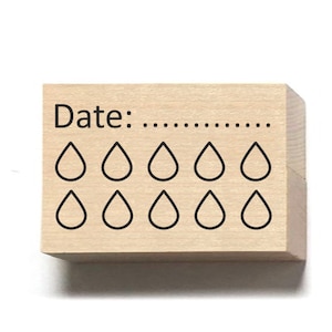 TIMBRO tracker idratante / Timbro in gomma HABIT TRACKER vuoto / Timbro bullet journal / Gocce d'acqua / Timbro planner