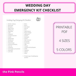 Wedding Day Emergency Kit Checklist Printable