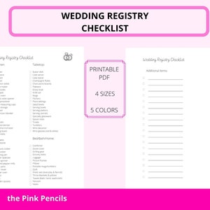 Wedding Registry Checklist Printable