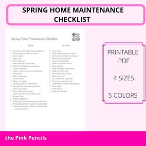 Spring Home Maintenance Checklist Printable