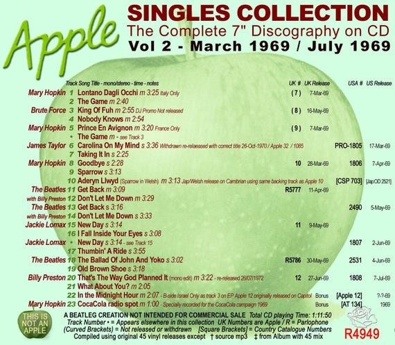 The Apple Singles Collection - Beatles Group and Solo and a Cast 