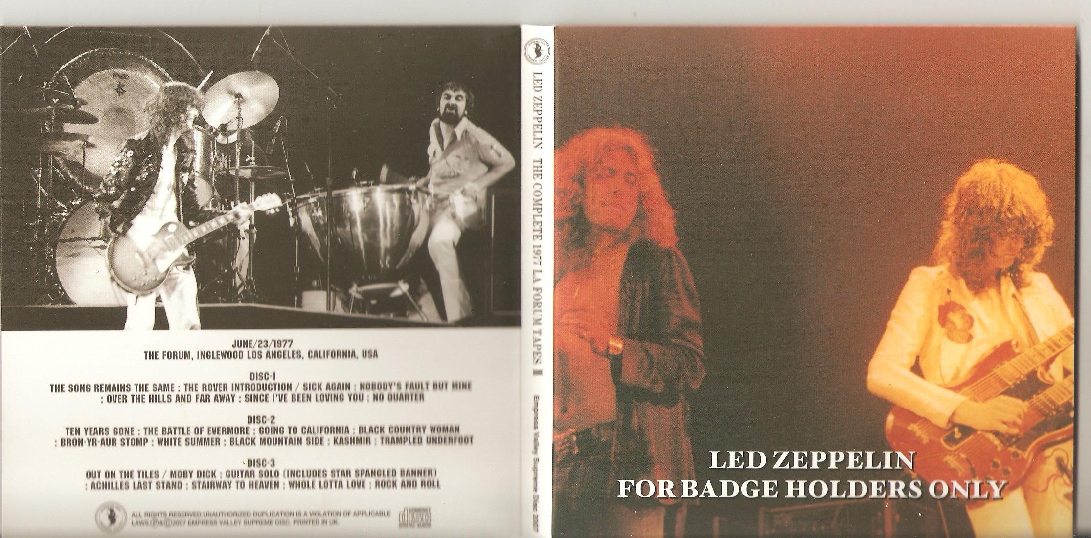 Led Zeppelin - for Badgeholders Only - LA Forum - June 21-23, 25