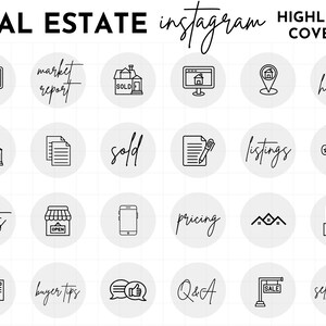 Icone di copertina per le storie in evidenza di Instagram per il settore immobiliare, copertine per le storie in evidenza di Instagram per agenti immobiliari, Instagram per agenti immobiliari, branding immobiliare, storie in evidenza di IG