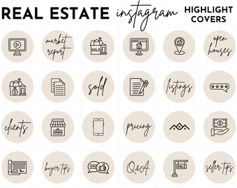 Real Estate Instagram Story Highlight Cover Icons, Realtor Instagram Highlight Covers, Realtor Instagram, Real Estate Branding, IG Highlight