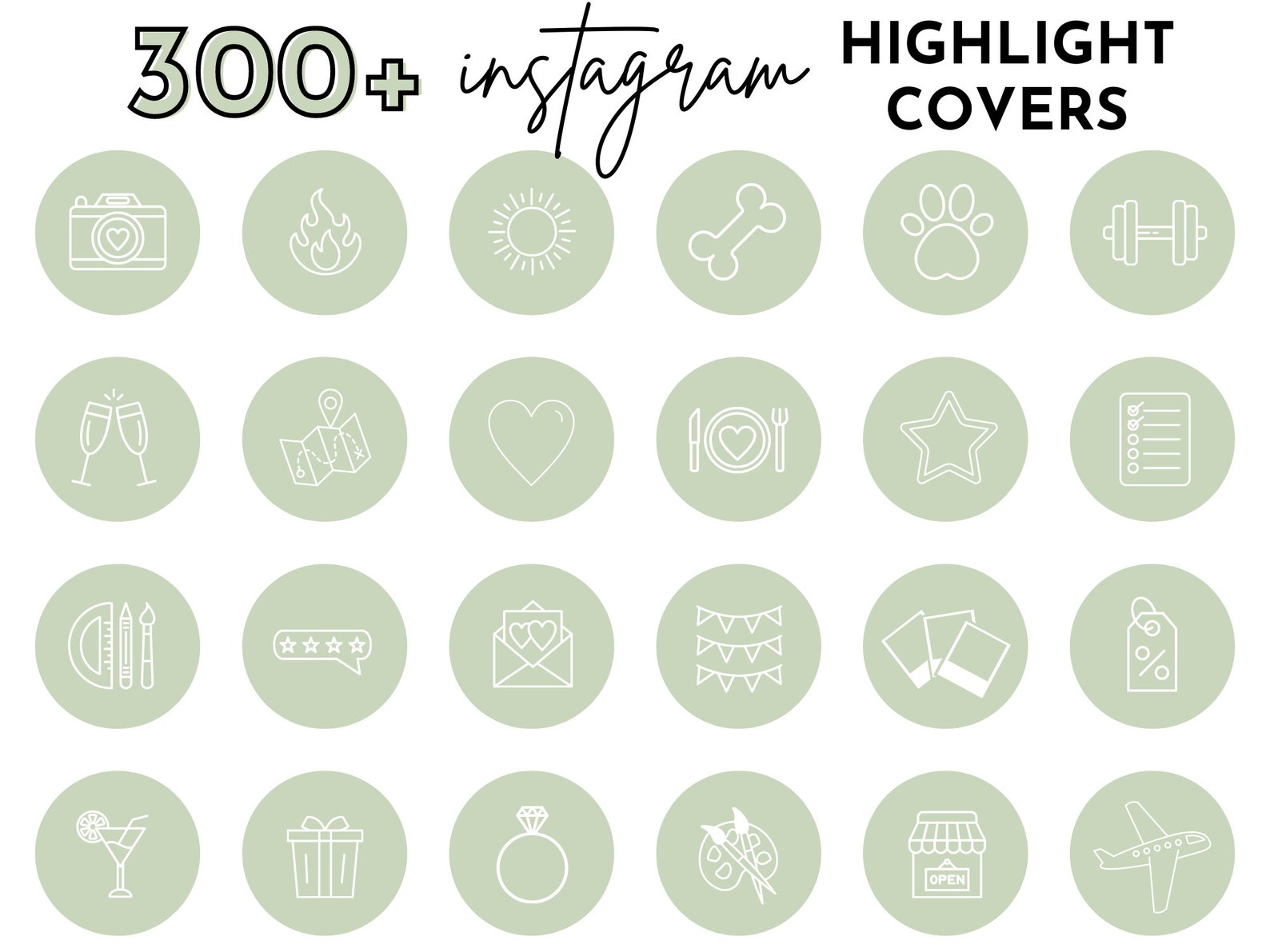 Sage Green Instagram Highlight Icons, Instagram Template, Influencer
