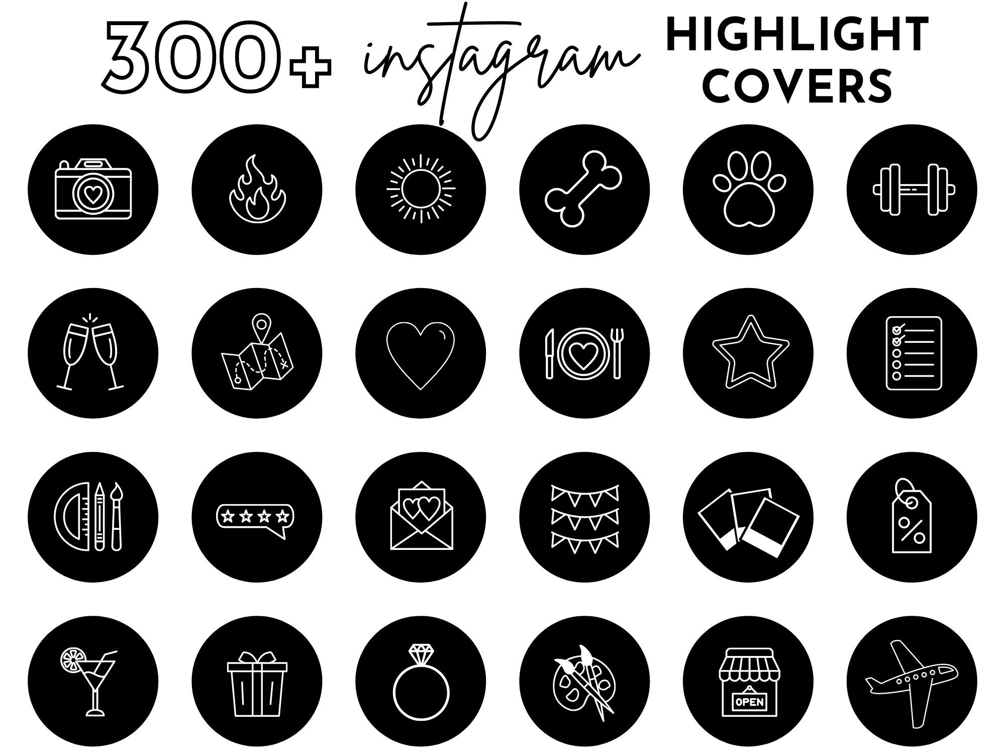 Black Instagram Highlight Icons Instagram Template - Etsy