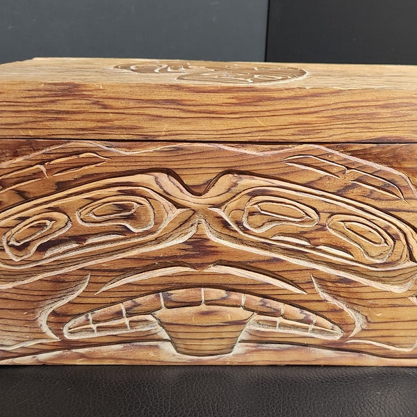 Vintage First Nations Cedar Box Haida