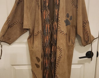 Grustein Couture Long Leather Wrap Coat Vintage