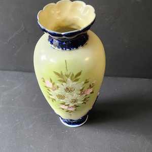 Vintage Porcelain Vase Cobalt Blue, Hand Painted
