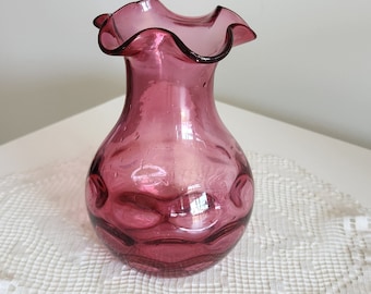 Vintage Fenton Cranberry Glass Vase