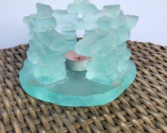 Frosted Glass Inukshuk Art Sculpture