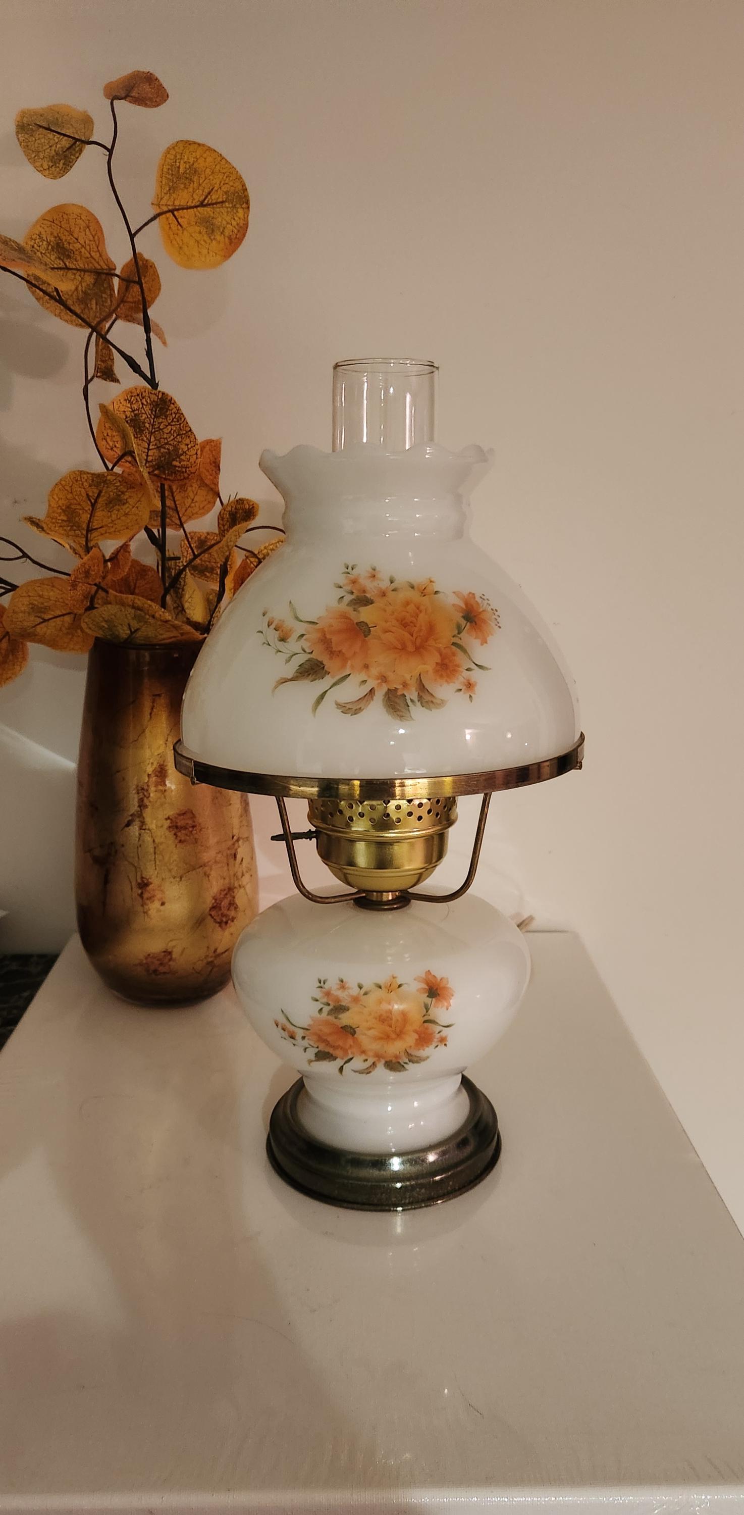 Gone With the Wind Milk Glass Hurricane Lamp