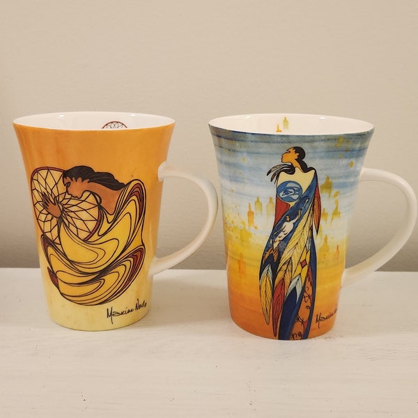 Porcelain Mugs Coffee Tea by Maxine Noel Set of Two