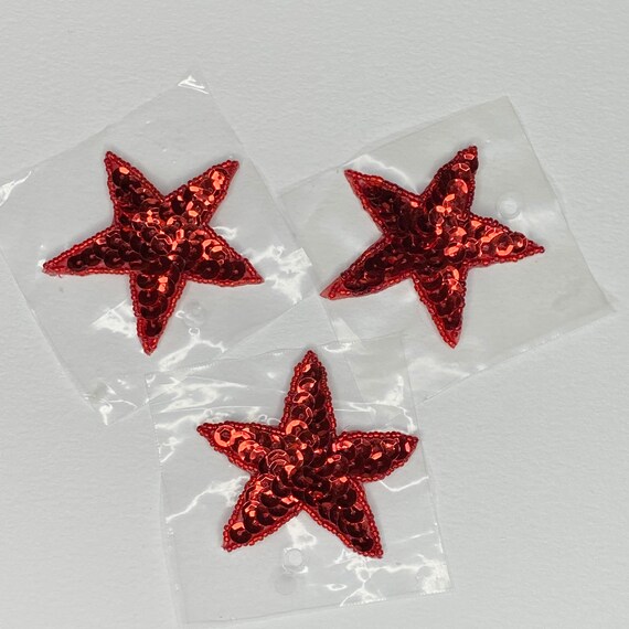 Set of 3 Red Star Embellishments, Vintage 90’s Ha… - image 1