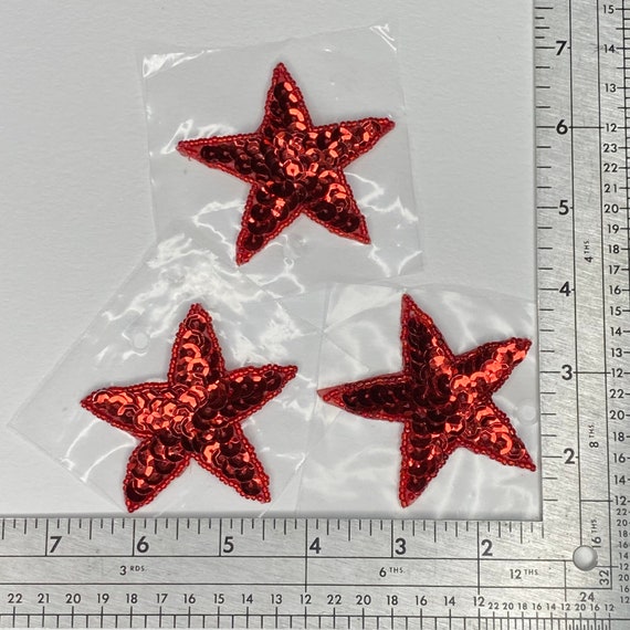 Set of 3 Red Star Embellishments, Vintage 90’s Ha… - image 2