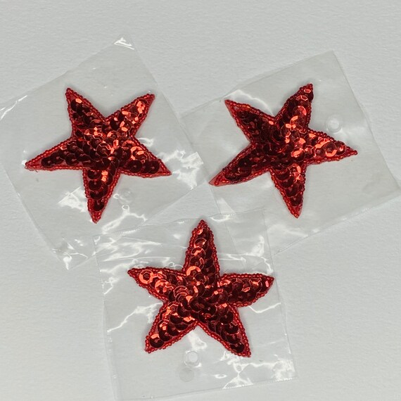 Set of 3 Red Star Embellishments, Vintage 90’s Ha… - image 5