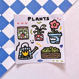 Plants Sticker Sheet, Summer Floral Gardening Cottagecore Stickers, Cute Sticker Sheets